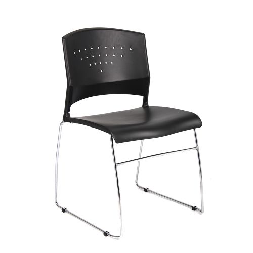 Boss Stack Chair with Chrome Frame, Black